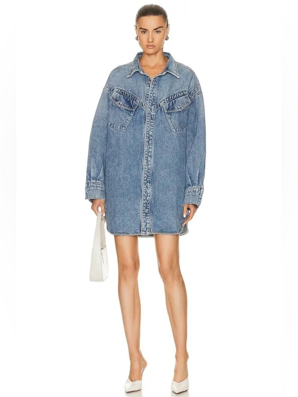 Revolve GRLFRND Lindsi Lane Kimora Oversized Denim Shirt Dress in West Hollywood
